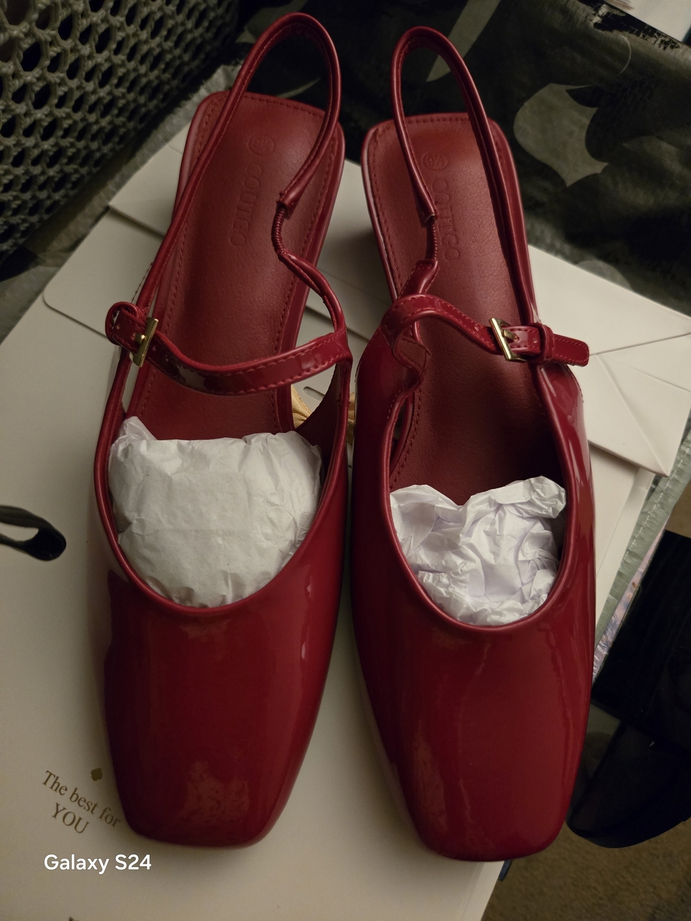 Red Patent Slingback Kitten Heel